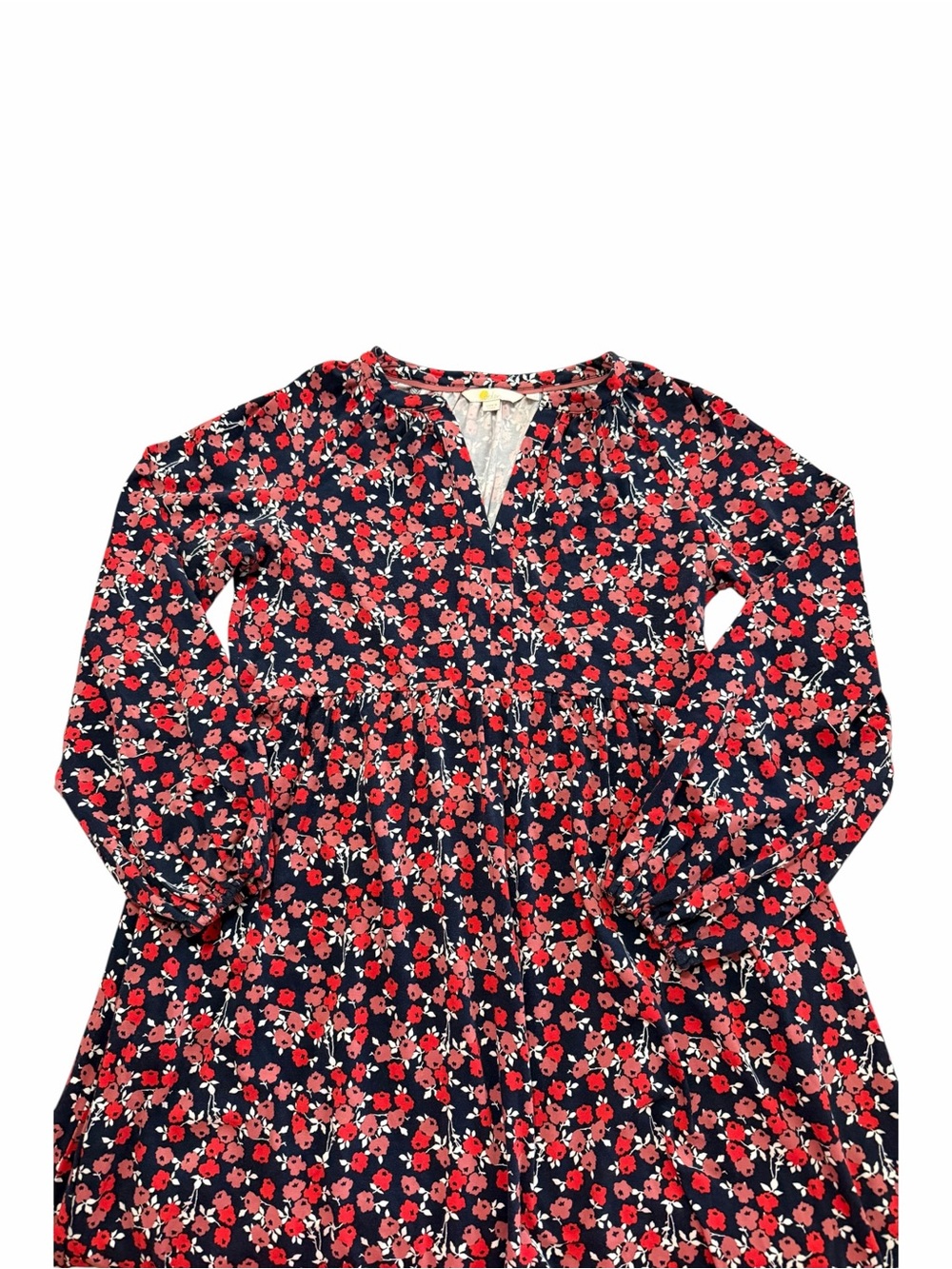 BODEN Willow Dark Floral‎ Midi Dress Size 8 Long Sleeve V-Neck Pullover Fall - Picture 5 of 16